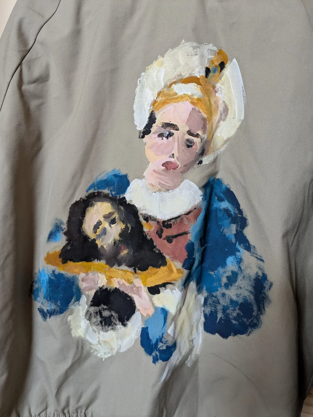 Hand painted Head Of Saint John The Baptist On Vtg 1970's Sportsmaster Jacket